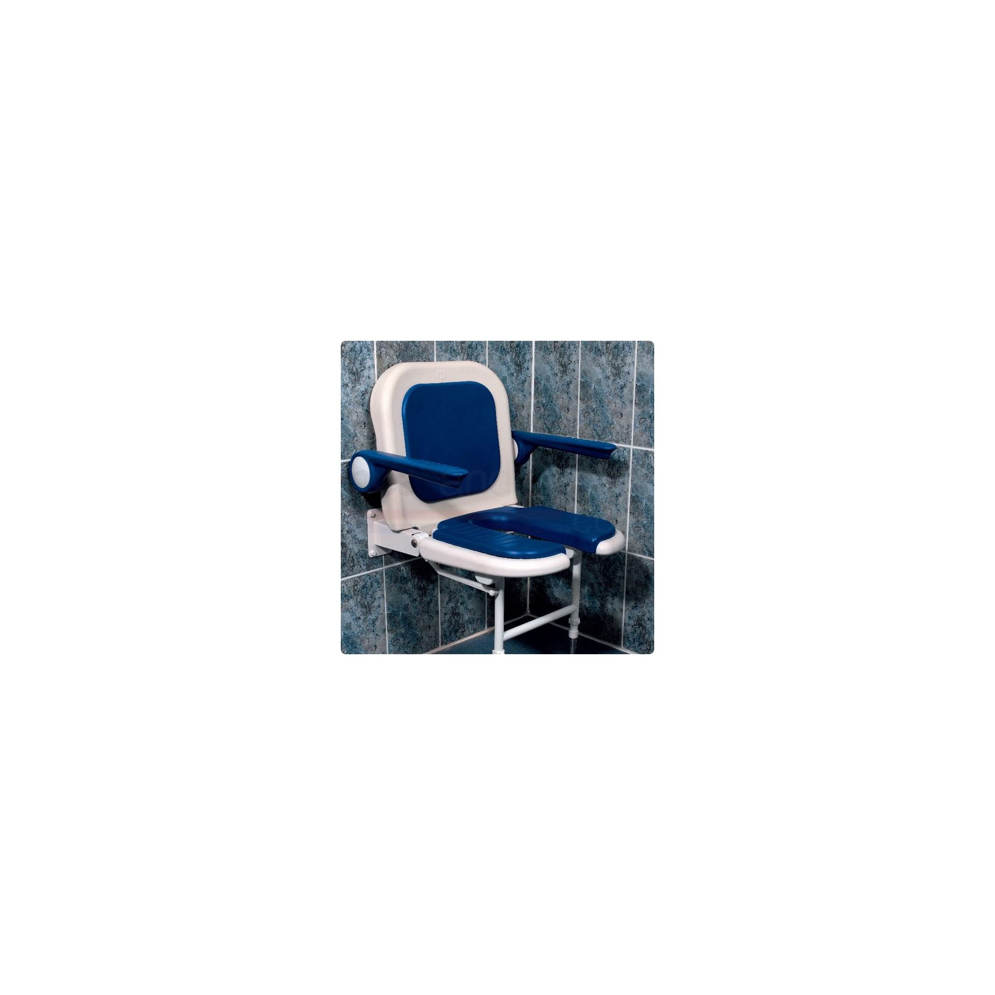 AKW 4000 Series Standard Fold Up Horseshoe Shower Seat Blue with Back and Blue Arms at Tesco Direct