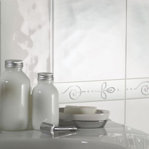 Image of Reflections White Ceramic Wall Tile Satin 198x248mm Box Of 20 (0.98 M-- / Box)