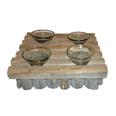 Image of Raft - Solid Wood + Glass Tea Light / Candle Holder