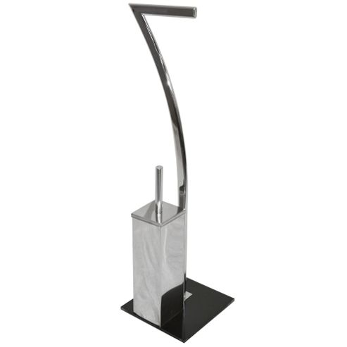 Image of Seven - Metal Toilet Roll Holder And Brush Caddy - Silver