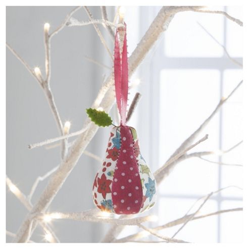 Image of Gisela Graham Fabric Pear Floral Design Hanging Decoration