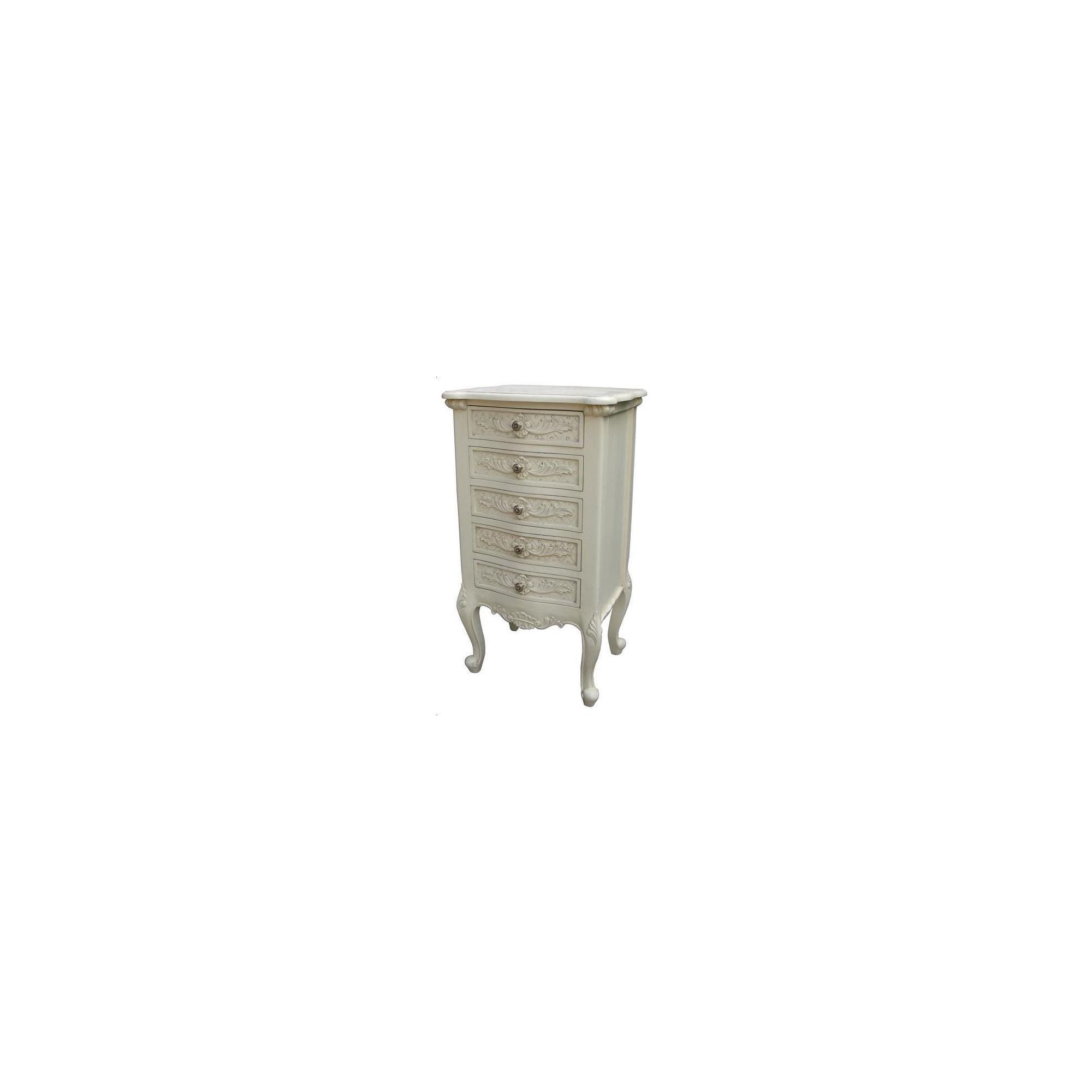 Lock stock and barrel Mahogany Valbonne 5 Drawer Chest - Antique White at Tesco Direct