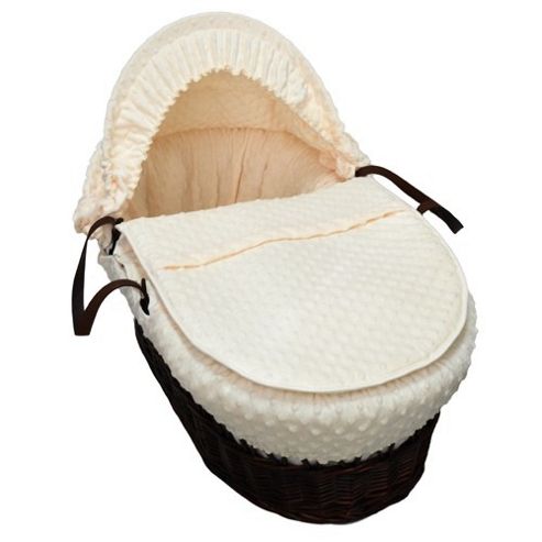 Image of Cuddles Collection Dark Wicker Moses Basket (dimple Cream)