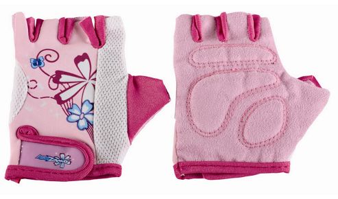 Image of Kidzamo Girls Protective Cycle Glove / Mitt With Pink Flowers Design