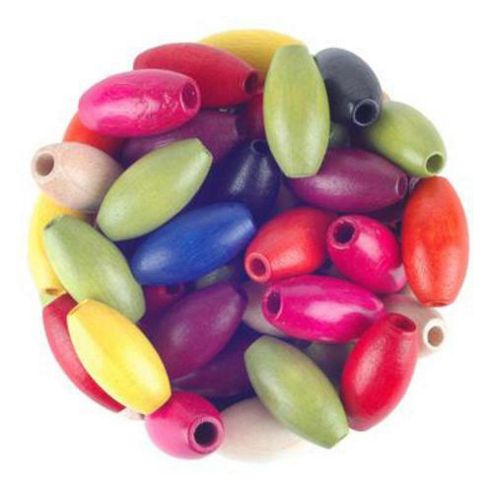 Image of Wood Beads Asst 8x16mm Oval 100 Pack