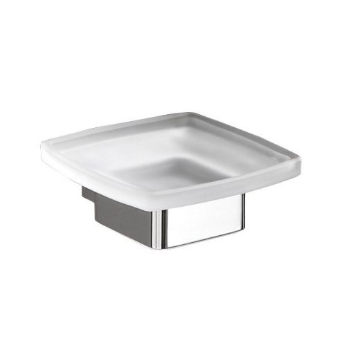 Image of Gedy Lounge Frosted Glass Soap Dish In Chrome