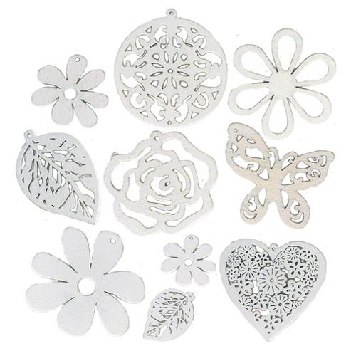 Image of Wood Shapes White 10pcs