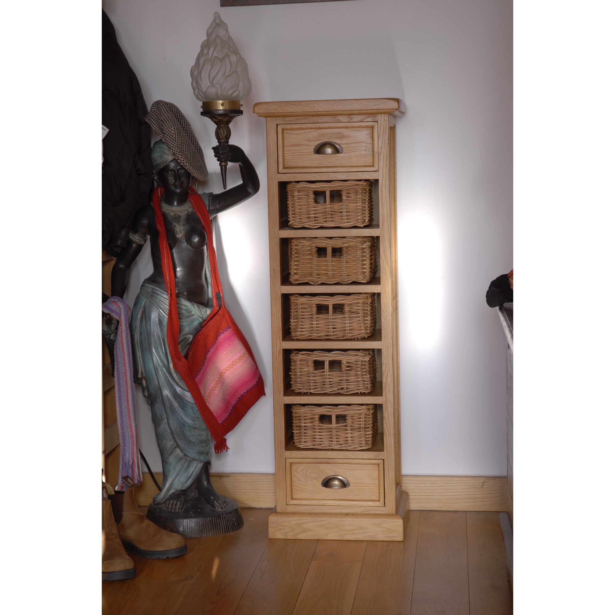 Oceans Apart Victoria Oak Tallboy at Tesco Direct