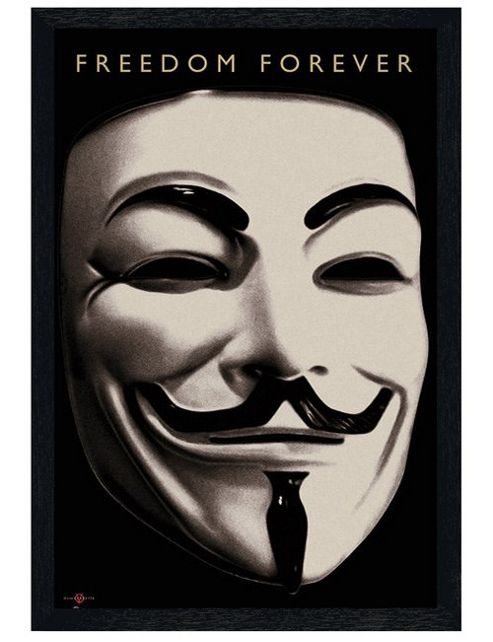 Image of V For Vendetta Black Wooden Framed Freedom Forever Poster