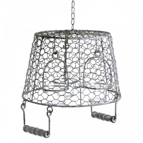 Image of Large Triple Rustic Hanging Metal Bucket Tealight Holder