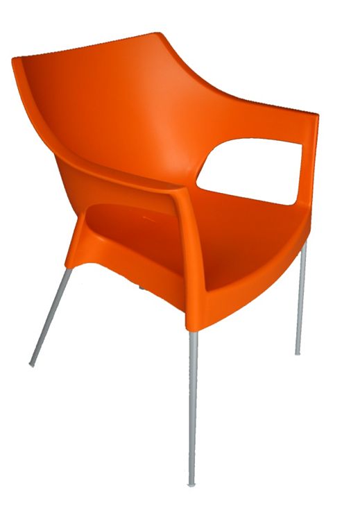 Image of Resol Pole Garden / Indoor Plastic & Aluminium Chairs - Orange - X 4 Chairs