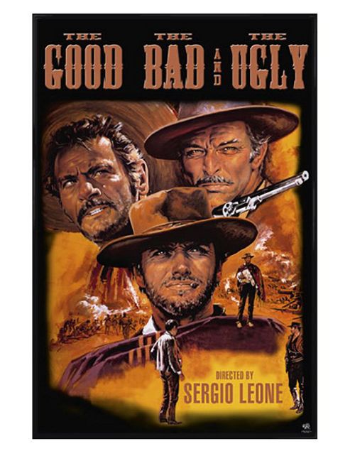 Image of Sergio Leone Classic Western Gloss Black Framed The Good, The Bad And The Ugly Poster