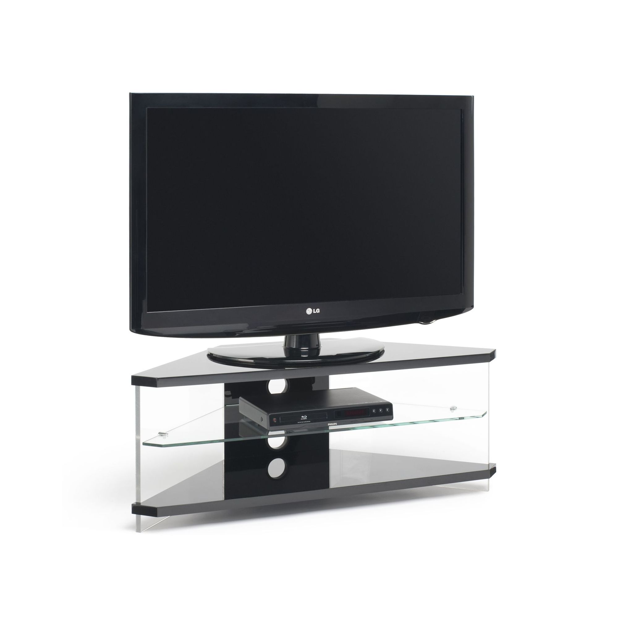 Techlink Air Acrylic and Glass 46'' Corner TV Stand - Black at Tesco Direct