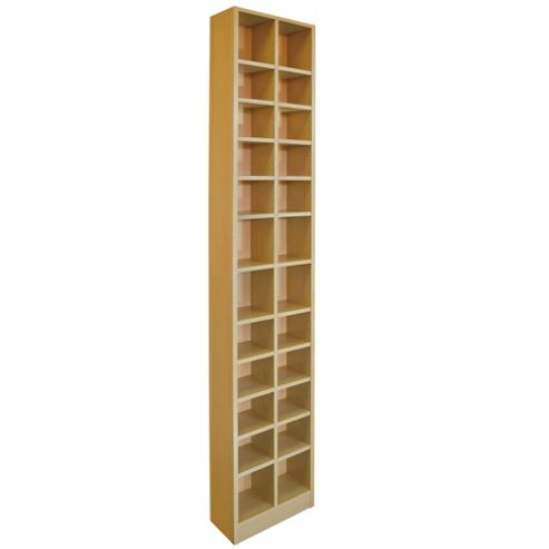 Image of Tall Sleek Cd Dvd Media Storage Tower Shelves - Beech