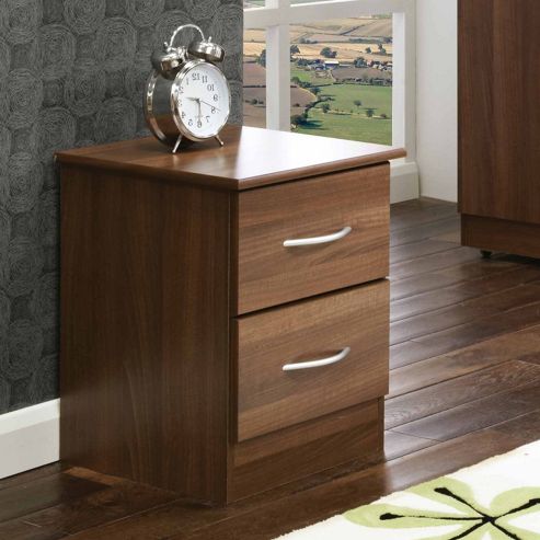 Image of Welcome Furniture Avon 2 Drawer Bedside Chest With Locker - Walnut