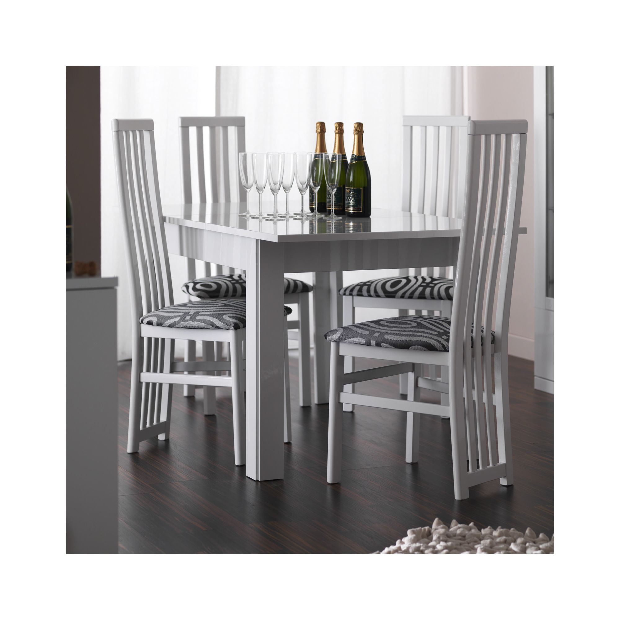Caxton Manhattan Table with 4 Dining Chairs in White Gloss at Tesco Direct