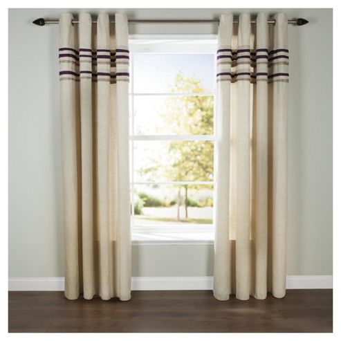 Image of Linen Lined Eyelet Curtains W112xl137cm (44x54") - - Plum