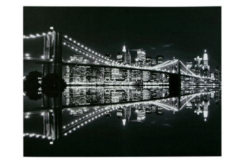 Image of Premier Housewares Brooklyn Bridge At Night Printed Canvas Art