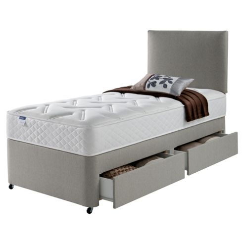Image of Silentnight Miracoil Luxury Memory 2 Drawer Single Divan Mink With Headboard