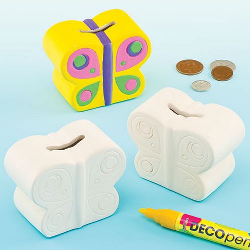 Image of Ceramic Butterfly Coin Banks (pack Of 4)