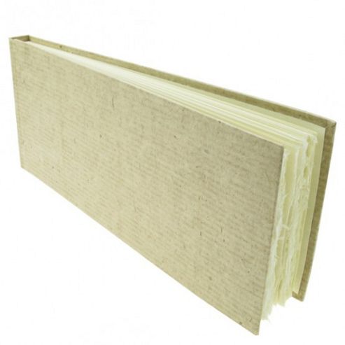 Image of Handmade Paper Hardback Sketchbook Slim, White Smooth, 13cm X 32cm. 210gsm