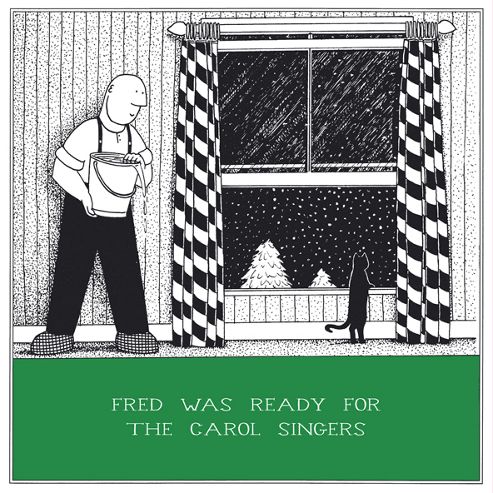 Image of Holy Mackerel Greeting Card - Christmas Card - Fred Ready For Carol Singers