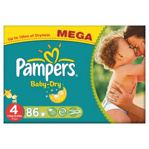 Image of Pampers Baby Dry Size 4 Mega Pack - 86 Nappies