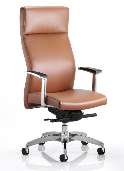 Image of Maestro Solium High-back Leather Executive Chair - Tan