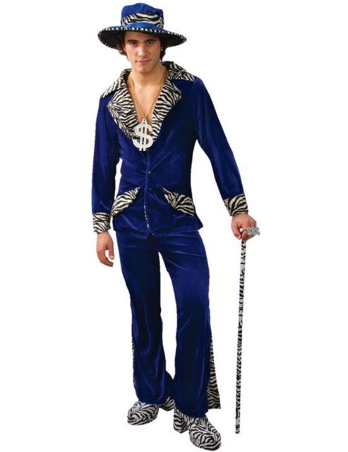 Image of Blue Pimp Costume & Hat Small