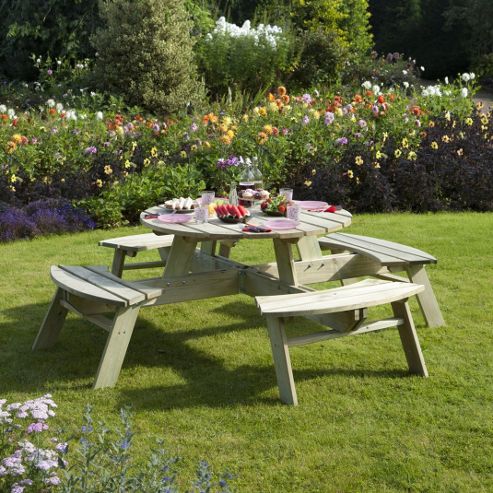 Image of Rowlinson Wooden Round Picnic Table