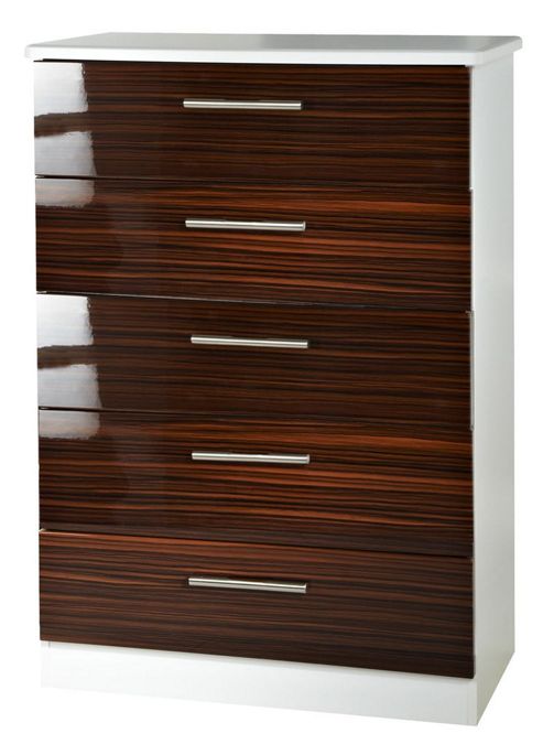Image of Welcome Furniture Knightsbridge 5 Drawer Chest - White - Ebony