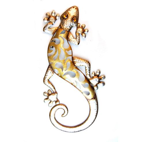 Image of Novus Imports Champagne Gecko Metal Wall Art