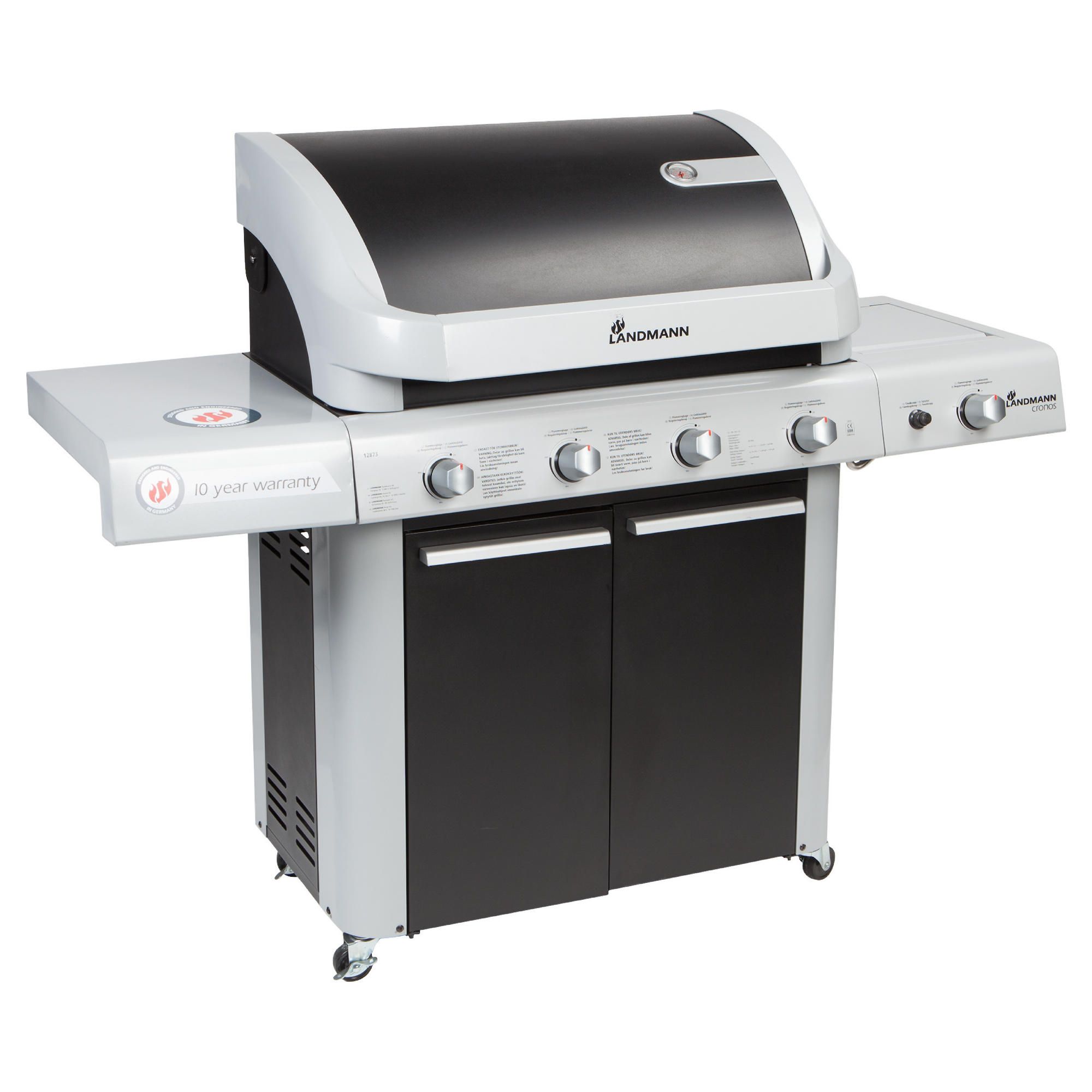 Landmann Cronos Black 4 burner + side burner and cabinet BBQ at Tesco Direct