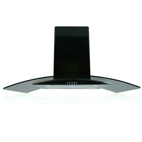 Image of Electriq Eiqchcgbb90 90cm Curved Black Glass Cooker Hood Satin Black