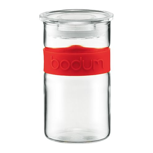 Image of Bodum Presso Glass Storage Jar 0.25ltr / 8oz - Red