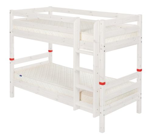 Image of Flexa Classic Bunk Bed With Straight Ladder - White