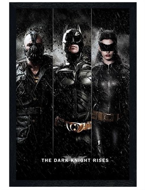 Image of Black Wooden Framed Batman: The Dark Knight Rises Terrifying Trio! Poster