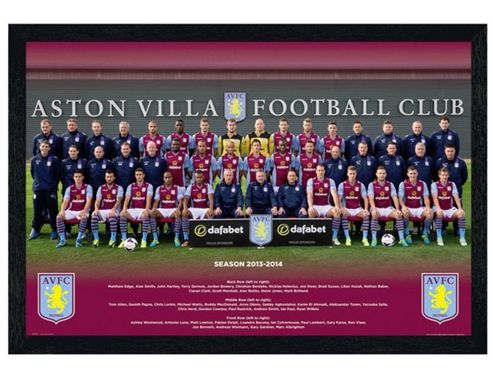 Image of Aston Villa Football Club Black Wooden Framed Team Photo 2013/14 Avfc Poster
