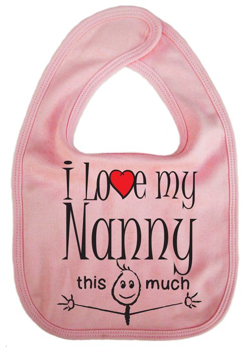 Image of Dirty Fingers I Love My Nanny This Much Baby Bib Pink