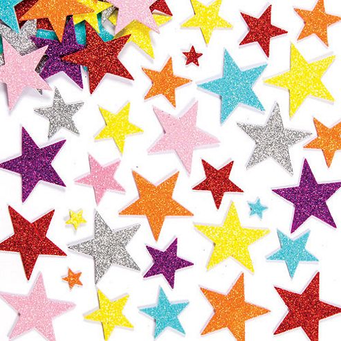 Image of Glitter Star Foam Craft Stickers (pack Of 150)