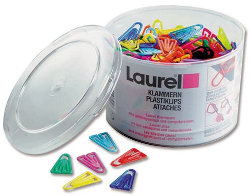 Image of Laurel Paperclips Plastic Non-magnetising 60mm Assorted Colours Ref 25928/131398 [pack 75]