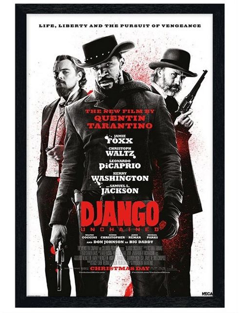 Image of Black Wooden Framed Django Unchained Tarantino Masterpiece Poster