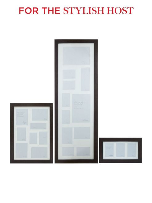 Image of Linea Dark Wood 3 Aperture Photo Frame