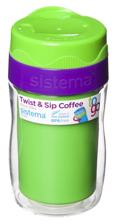 Image of Sistema Twist 'n' Sip Small Coffee To Go Travel Mug 315ml, Green