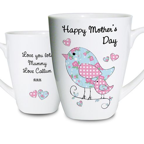 Image of Personalised Floral Birds Latte Mug