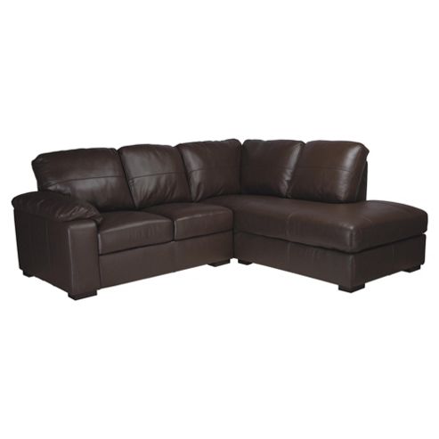 Image of Ashmore Leather Corner Sofa Brown Right Hand Facing