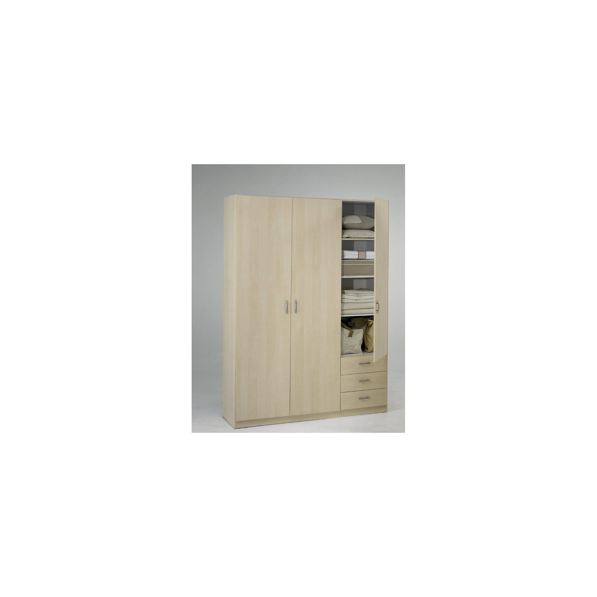 Tvilum Focus Three Drawer Wardrobe - Light Maple at Tescos Direct