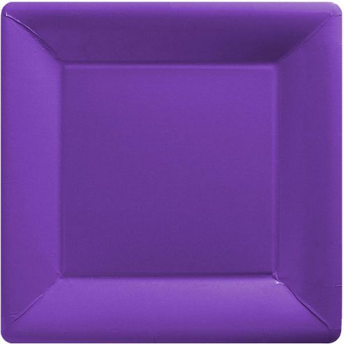 Image of New Purple Square Plates - 23cm Paper Party Plates, Pack Of 20