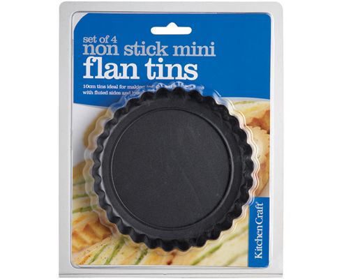 Image of Set Of Four Non-stick Mini Fluted Flan Tins