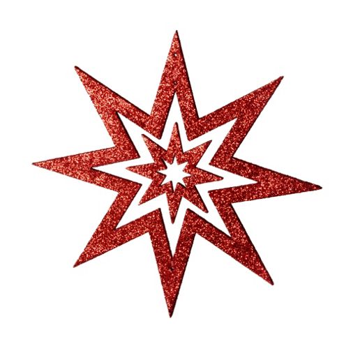 Image of Red Glitter Star Hanging Christmas Decoration